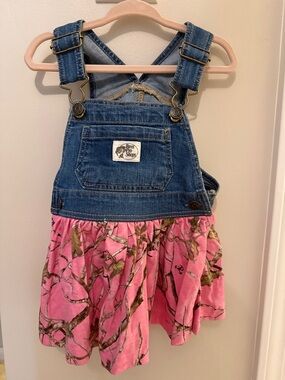 Bass Pro Shops Denim Bib Dress with Pink Camo Skirt
